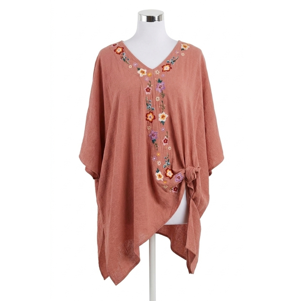 NEW ODDI desiree embroidered poncho in pink
